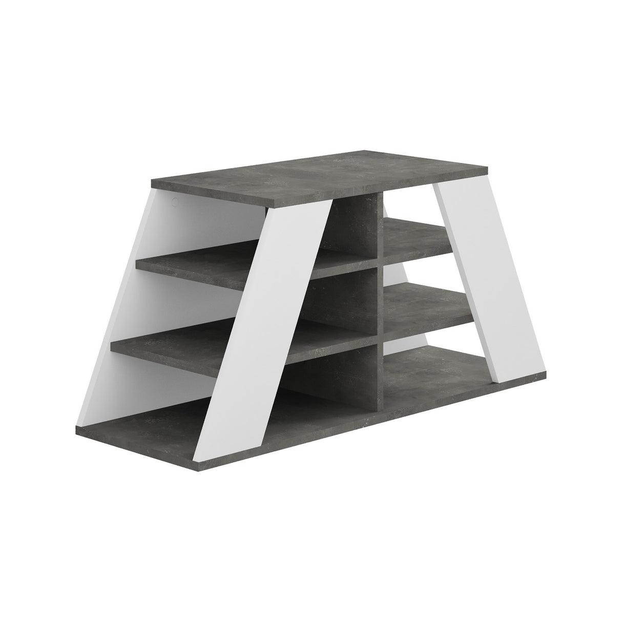 Schoenenkasten - Schoenenkast Pyramid Grijs Wit Melamine 105,5x50x37,5 cm - Dimehouse