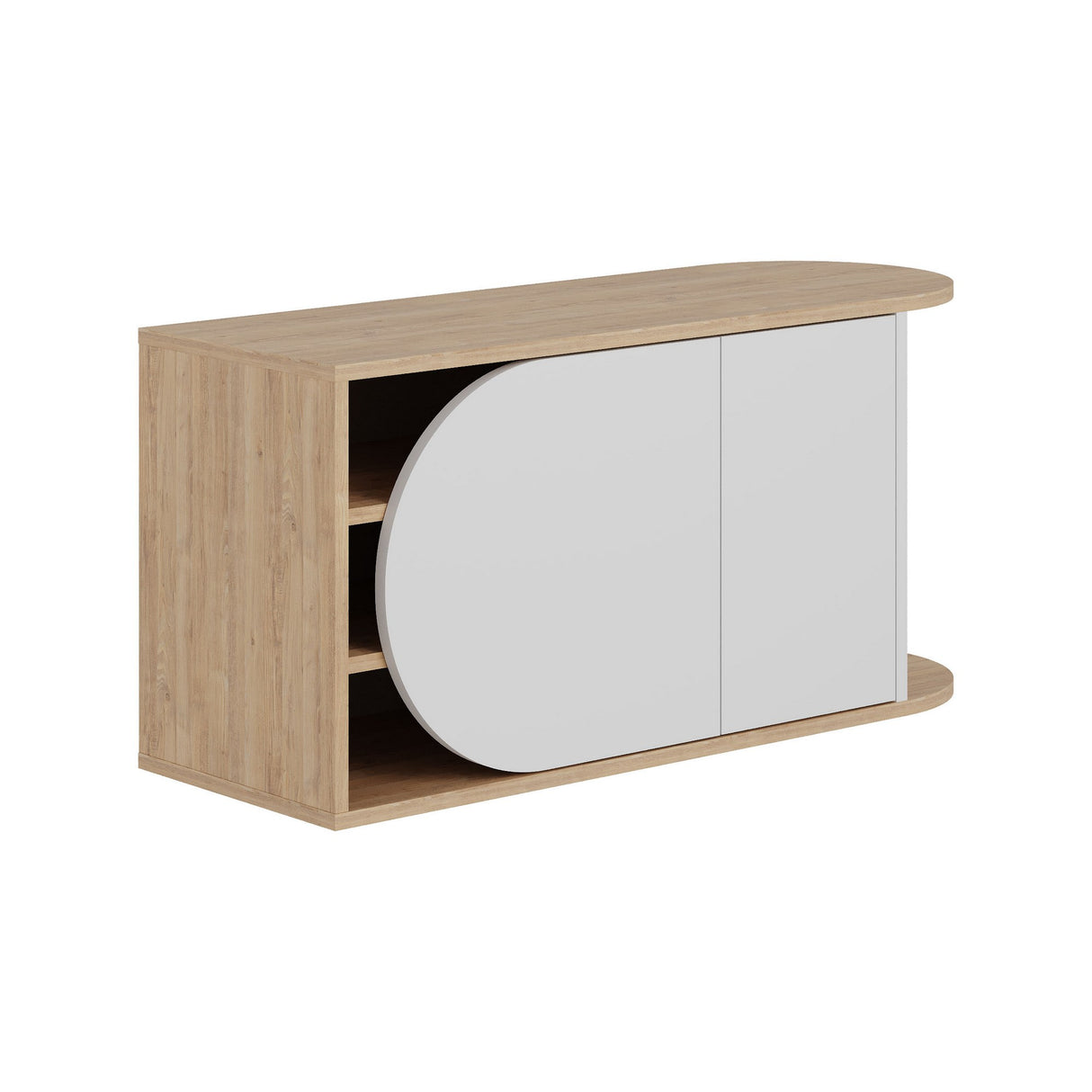 Schoenenkasten - Schoenenkast Nova Shoe Bench Eik Wit Melamine 104x50x37 cm - Dimehouse