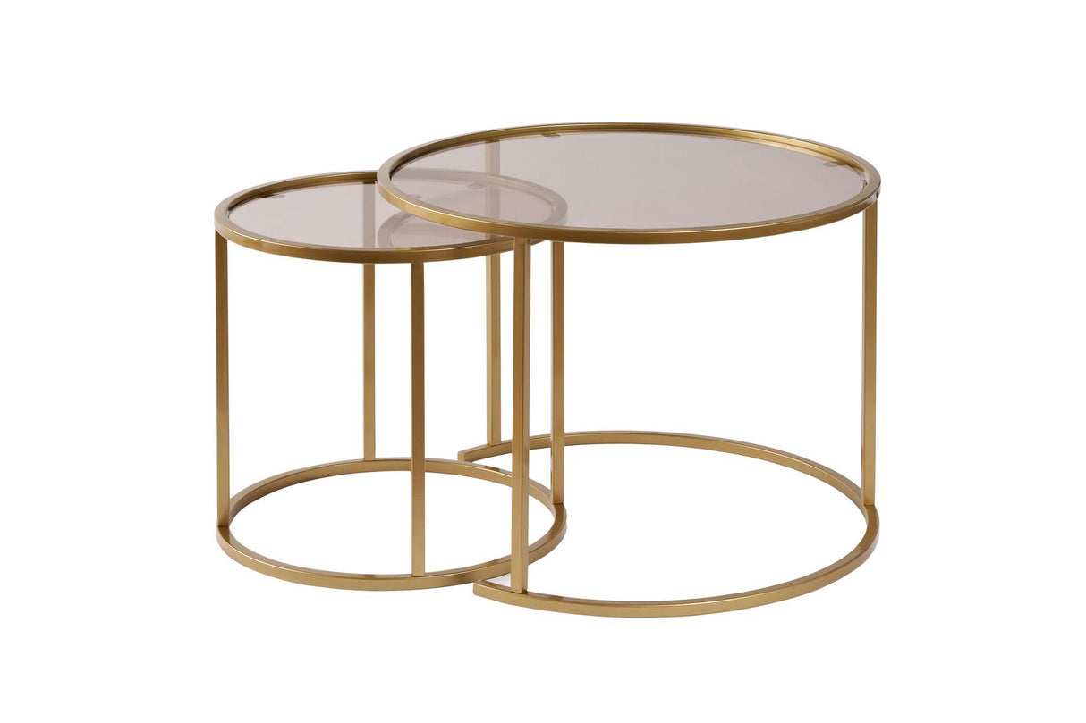 Set di 2 tavolini da caffè rotondi moderni Uru Gold - Vetro Bronzo - 60/42 cm