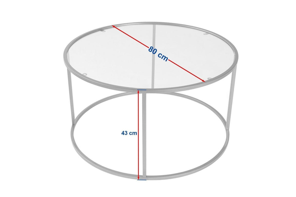Tavolino Rotondo Moderno Uru Oro - Vetro - 80 cm