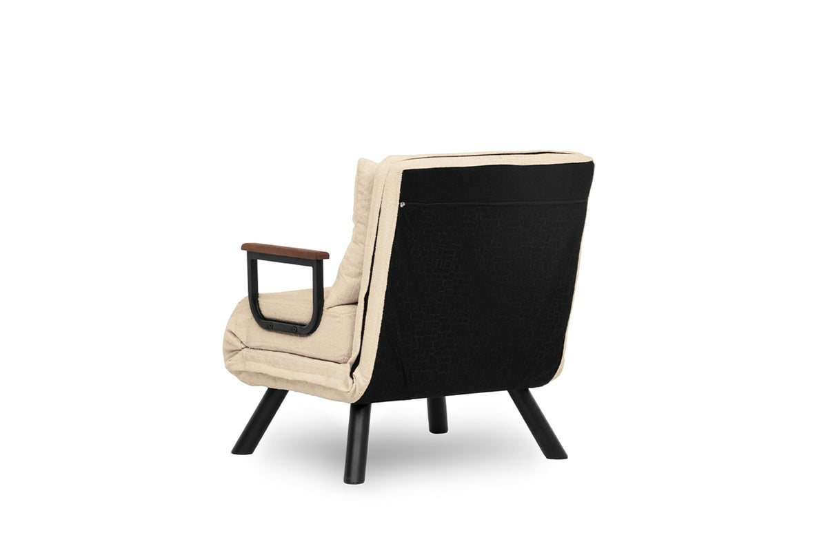 Fauteuils - Scandinavische slaapfauteuil Crème stof linnen look Sando - Dimehouse