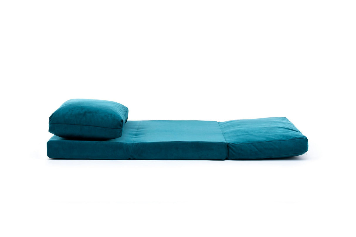 Fauteuils - Slaapfauteuil Petrol Blauw velvet stof Taida - Dimehouse