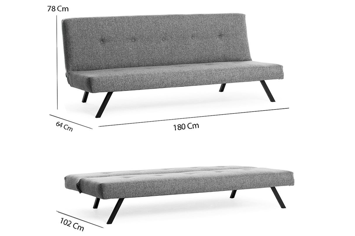 Divano letto Tessuto grigio chiaro 3 posti - 180 cm - Senza braccioli - Zoly