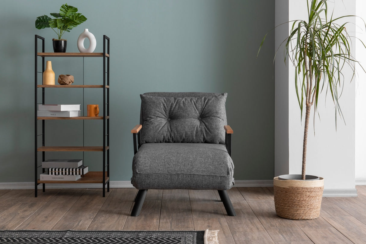 Fauteuils - Scandinavische slaapfauteuil Grijs gemêleerde stof Sando - Dimehouse