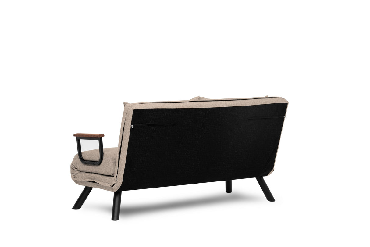 Divano letto in tessuto di lino beige 2 persone - Sando