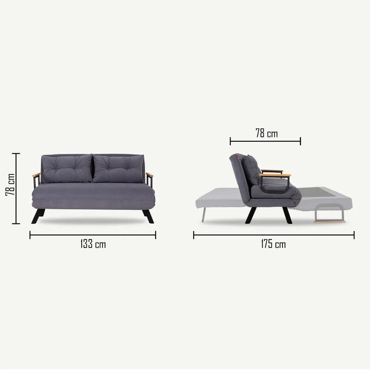 Divano letto in tessuto di lino beige 2 persone - Sando