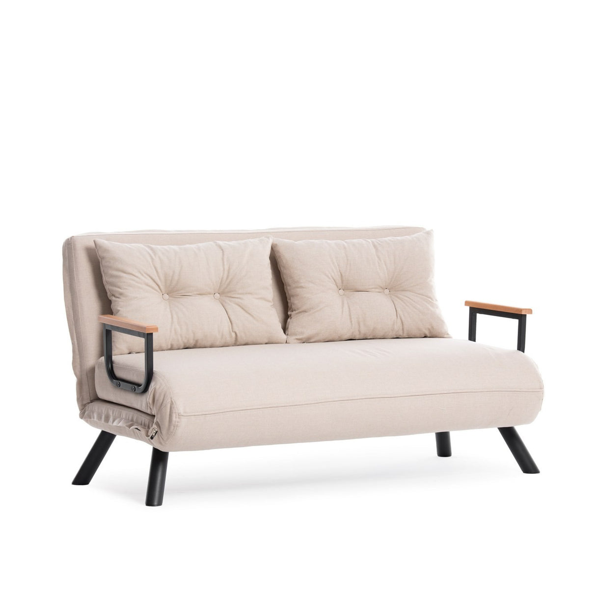 Divano letto in tessuto di lino beige 2 persone - Sando