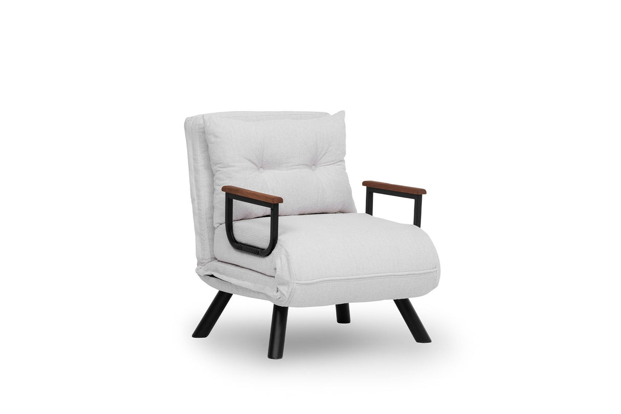 Fauteuils - Scandinavische slaapfauteuil Crème teddystof Sando - Dimehouse