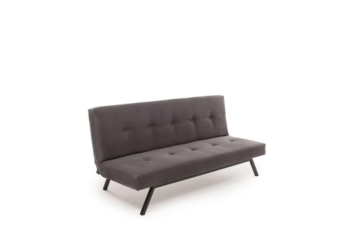 Divano letto in tessuto grigio a 3 posti - 180 cm - Senza braccioli - Zoly