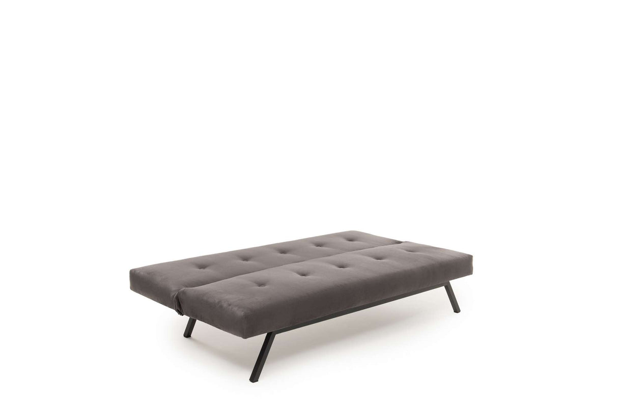 Divano letto in tessuto grigio a 3 posti - 180 cm - Senza braccioli - Zoly
