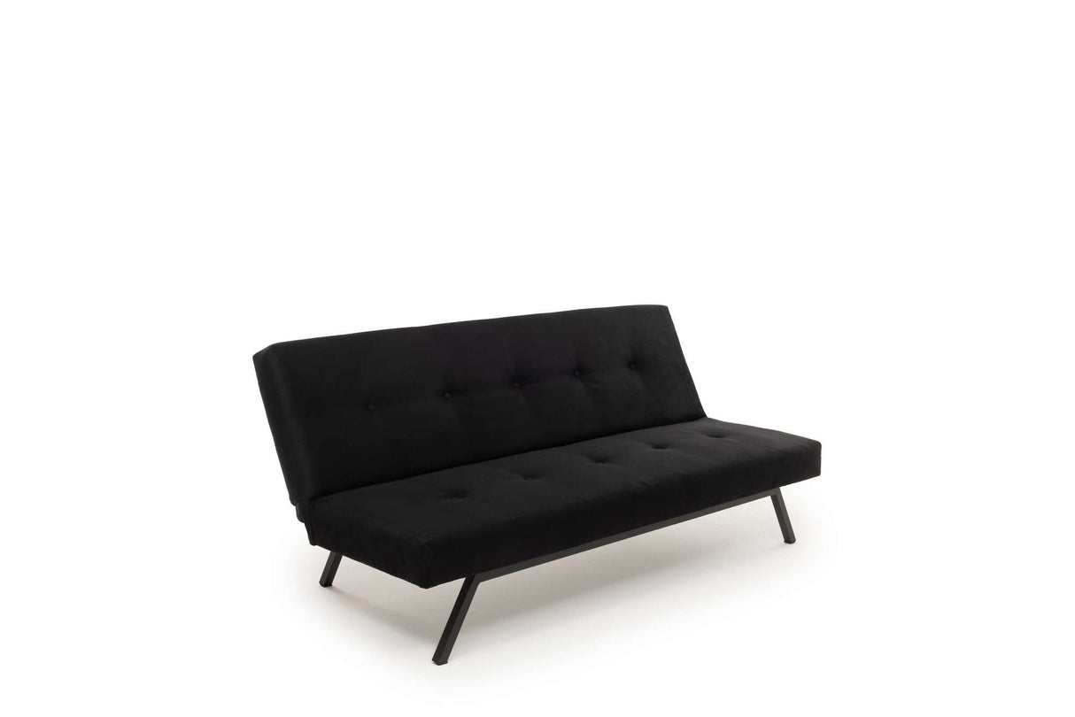 Divano letto in tessuto nero a 3 posti - 180 cm - Senza braccioli - Zoly