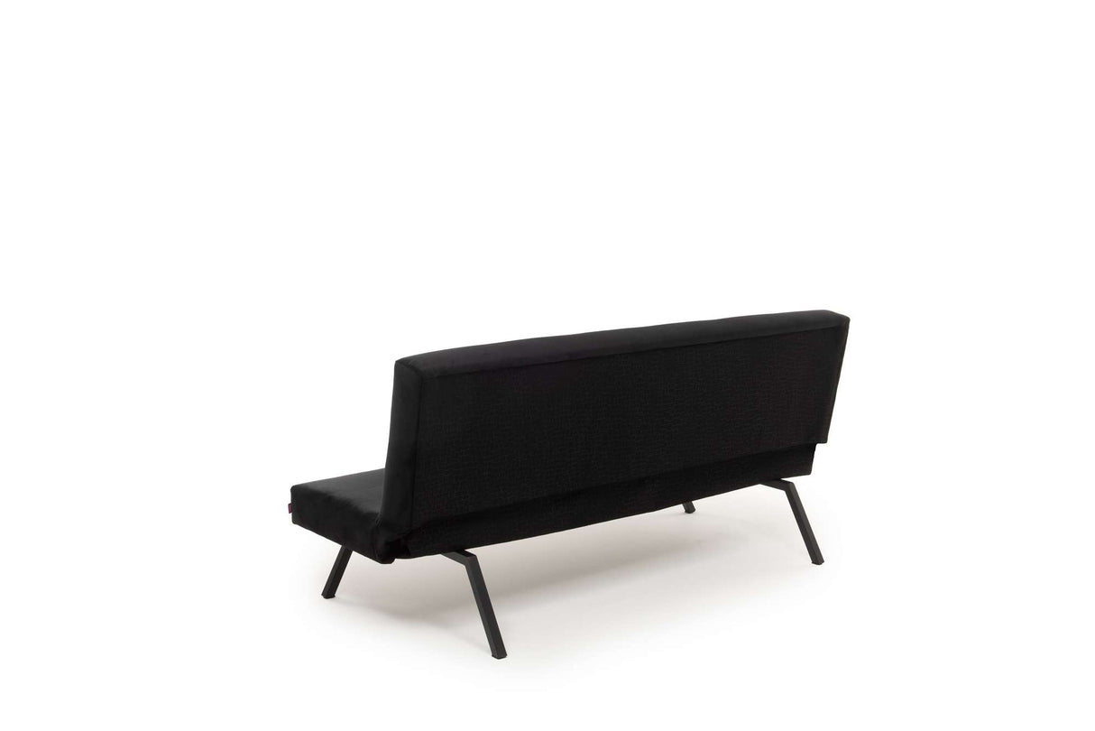 Divano letto in tessuto nero a 3 posti - 180 cm - Senza braccioli - Zoly