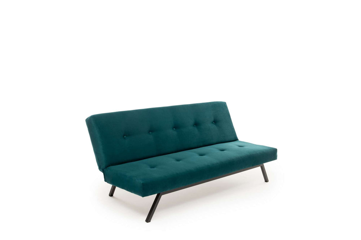 Divano letto Tessuto Blu Petrolio 3 posti - 180 cm - Senza braccioli - Zoly