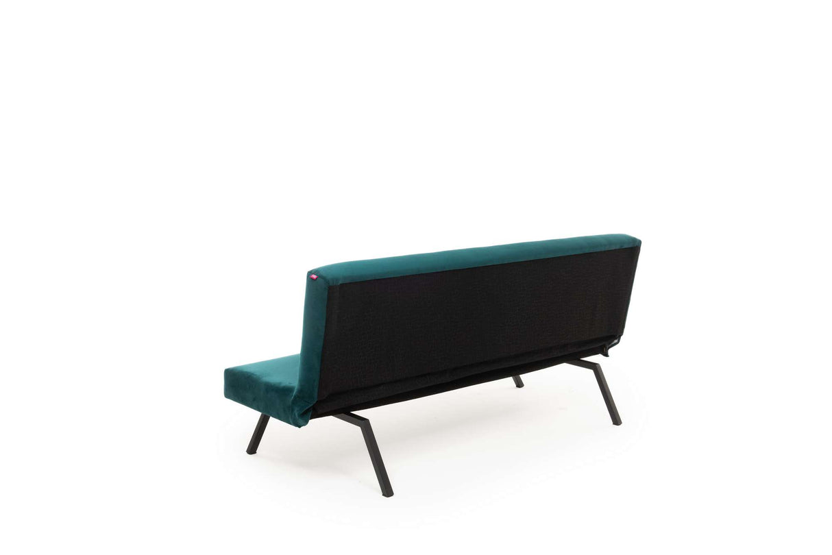 Divano letto Tessuto Blu Petrolio 3 posti - 180 cm - Senza braccioli - Zoly
