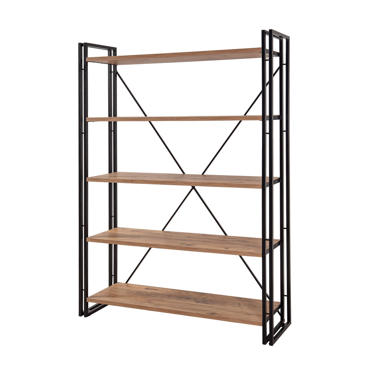 Libreria industriale in legno di pino melaminico metallo nero Cosmo 130x180x35 cm