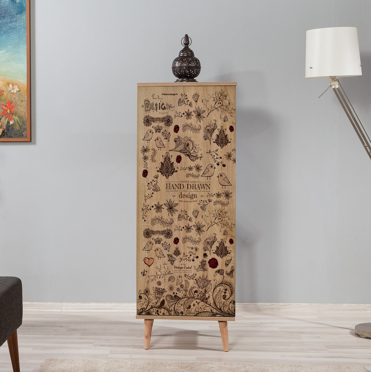 Scarpiera Filinta Sonoma Oak Disegno Melaminico 50x135x38 cm