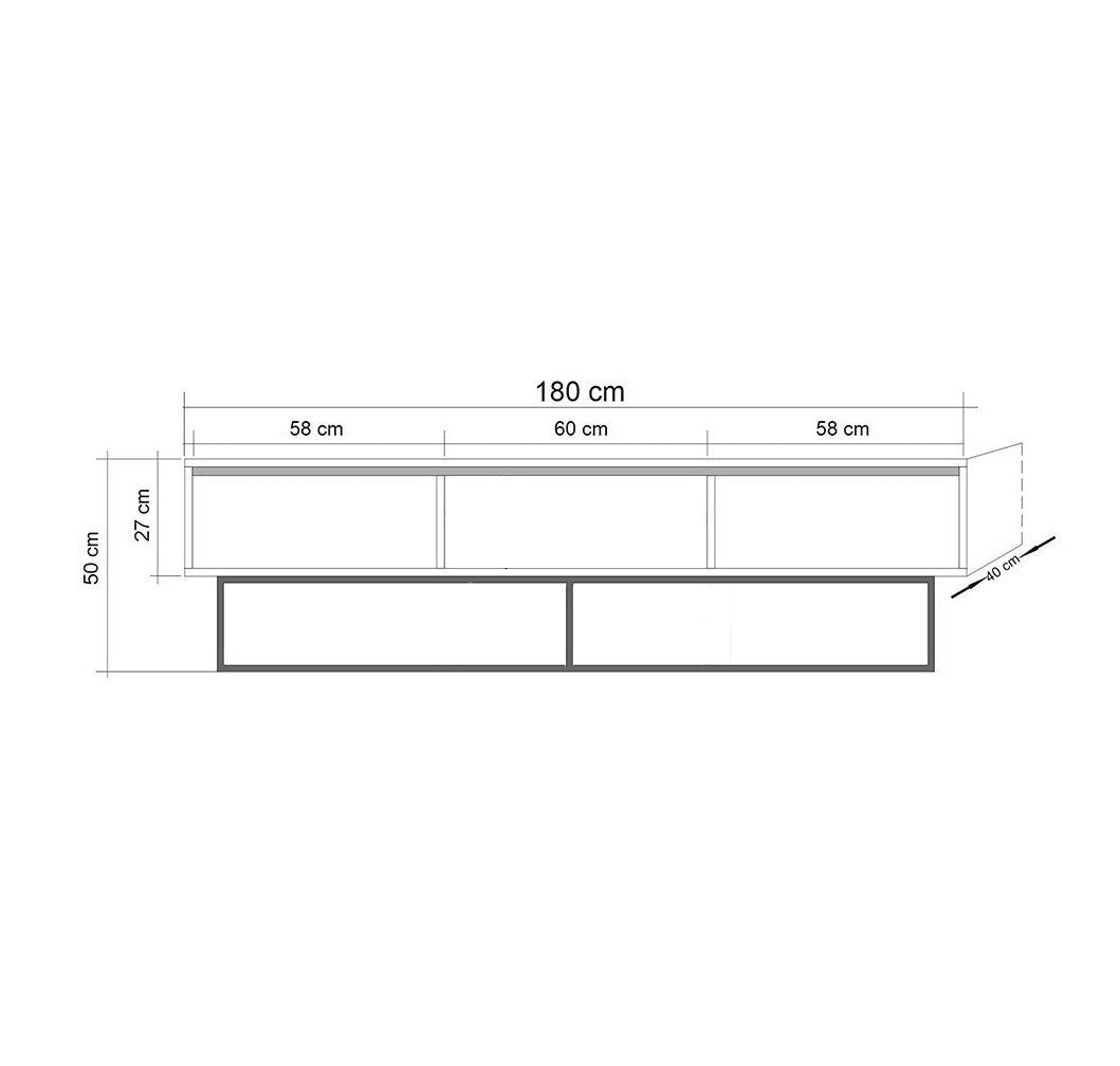 TV Meubels - TV Meubel Milo Walnoot Zwart Melamine 180x50x40 cm - Dimehouse
