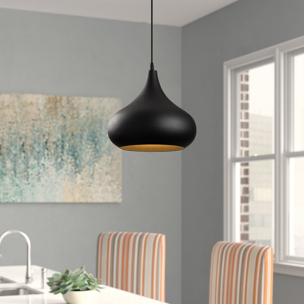 Hanglampen - Hanglamp Zwart Goud Metaal Forge - Dimehouse