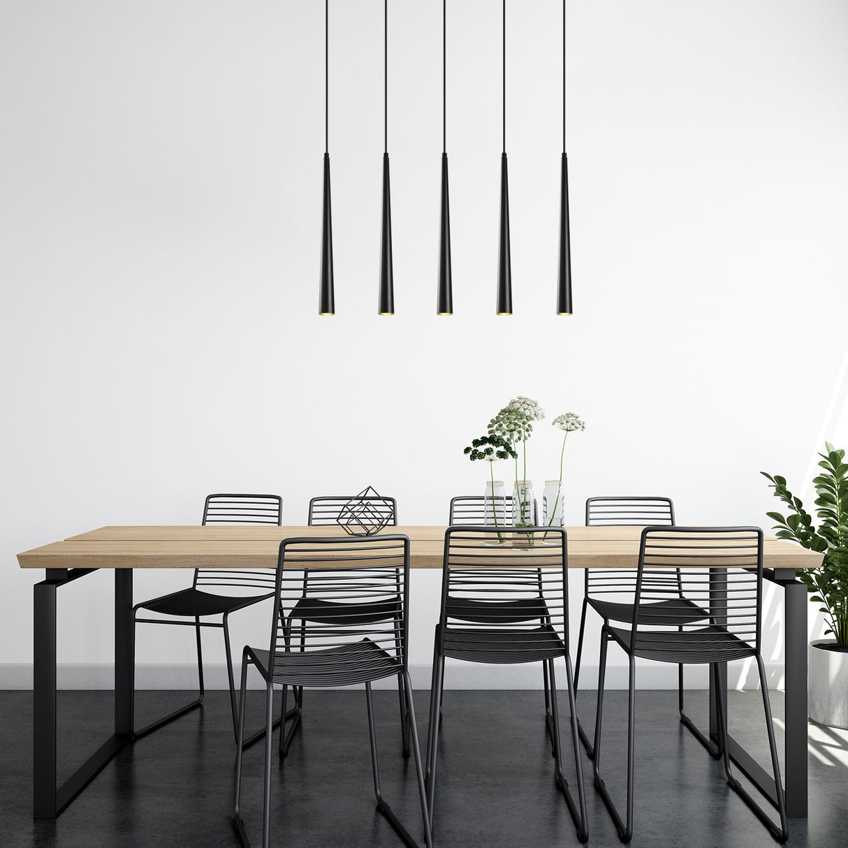 Hanglampen - Hanglamp 5 - lichts Zwart Metaal Vox - Dimehouse