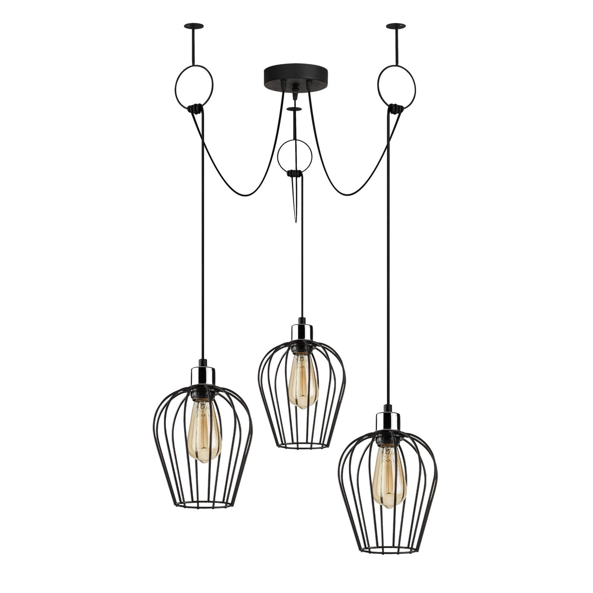 Hanglampen - Hanglamp 3 - lichts Verstelbaar Zwart Metaal Predator - Dimehouse