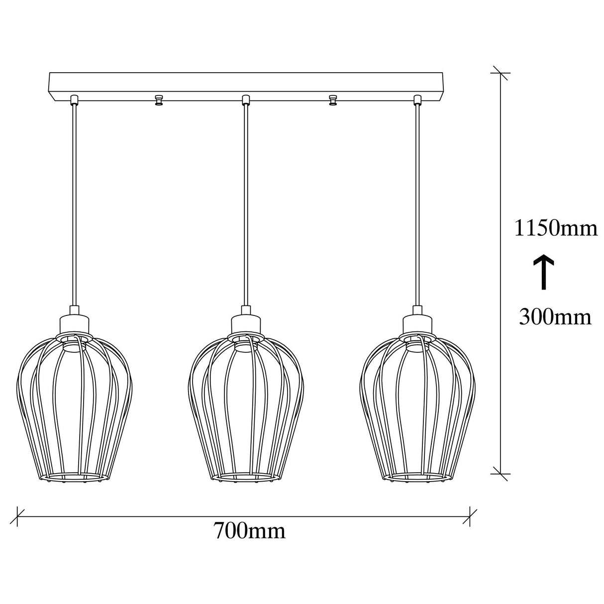 Hanglampen - Hanglamp 3 - lichts Zwart Metaal Predator - Dimehouse