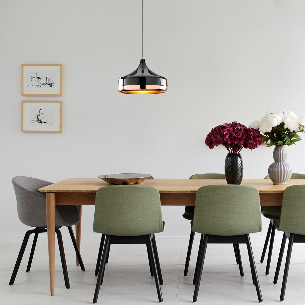Hanglampen - Hanglamp 1 - lichts Zwart Koper Metaal Grip - Dimehouse