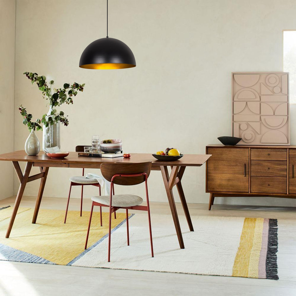 Lampada a sospensione 40 cm Nero Oro Metallo Echelon