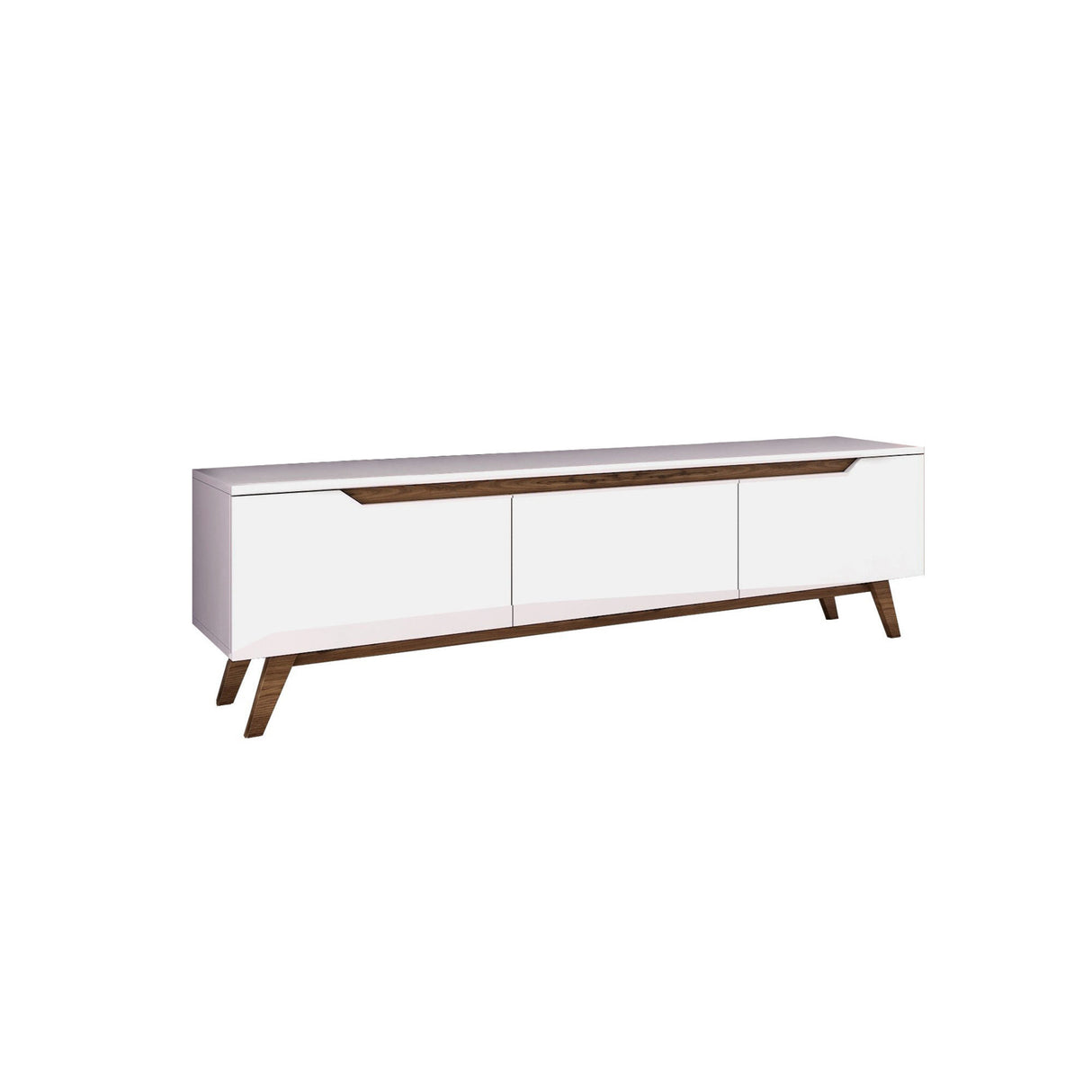 TV Meubels - TV Meubel Osiris Wit Donker Walnoot Melamine 180x48,6x35 cm - Dimehouse