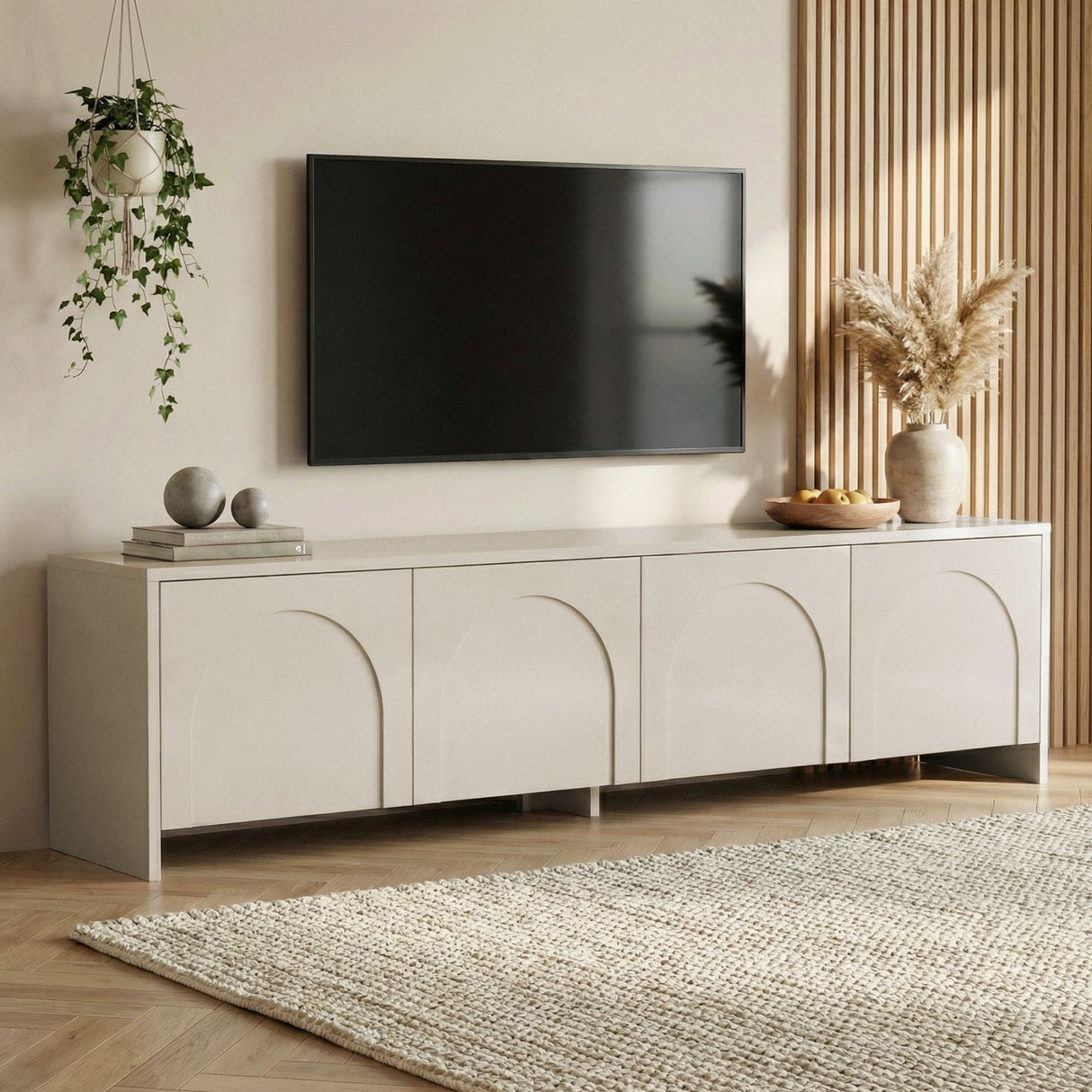 Mobile TV Aurelia panna 180 cm Legno rivestito melaminico