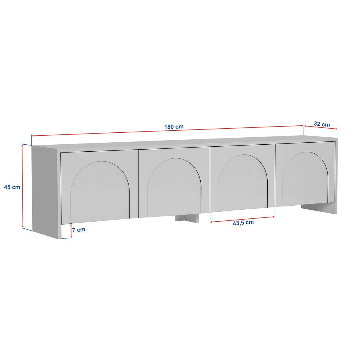 Aurelia tv-meubel wit 180 cm Gemelamineerd hout