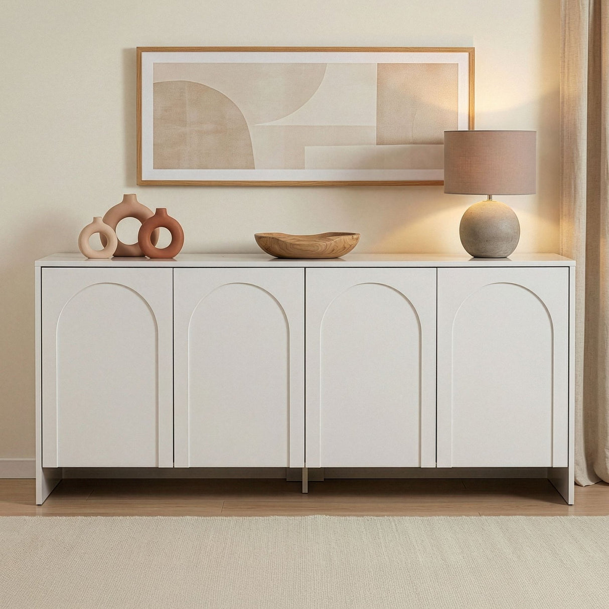 Tavolino Arlen bianco 180 cm Legno composito rivestito in melamina