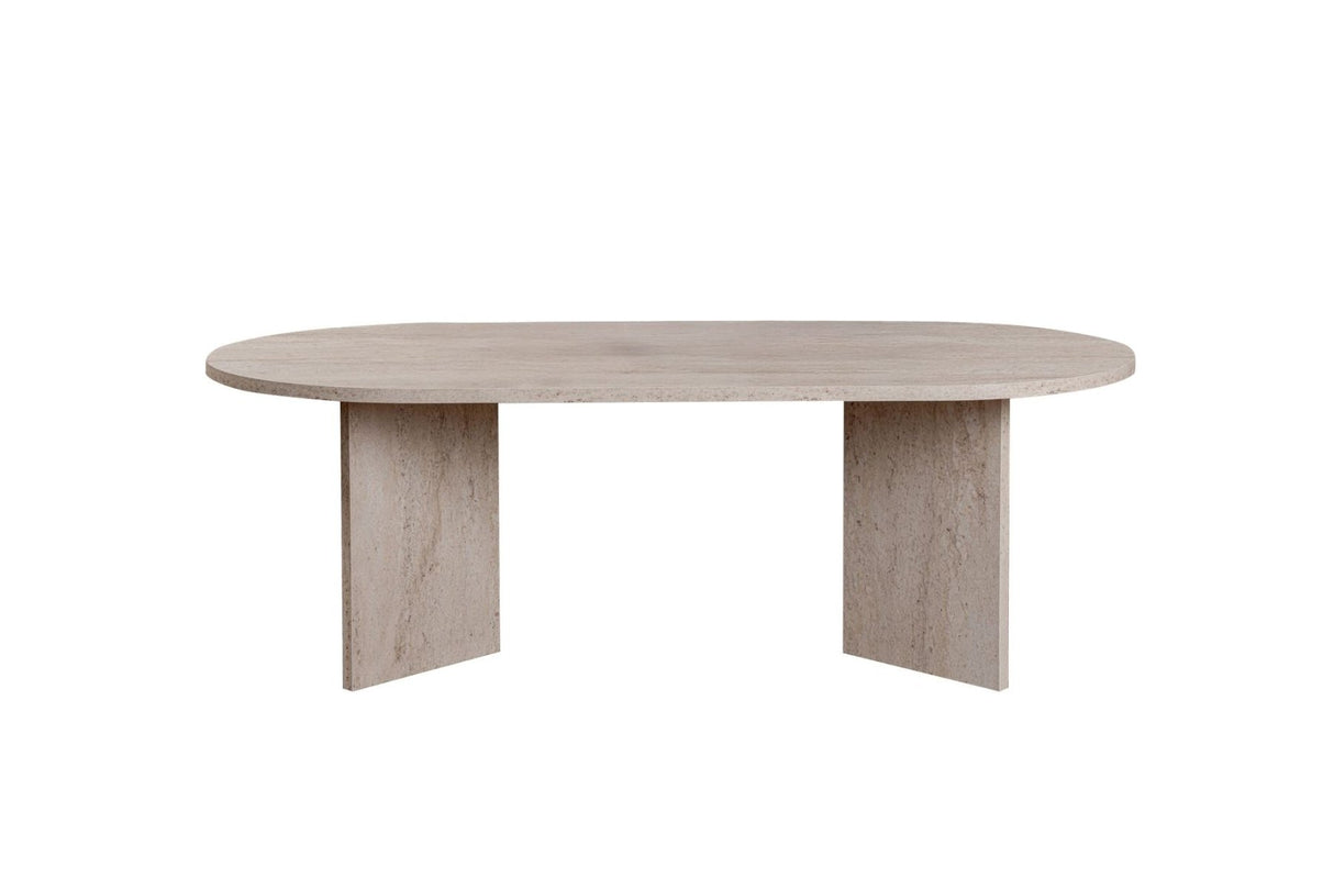 Tavolino ovale melaminico travertino - Japandi - 119x60 cm - Sota