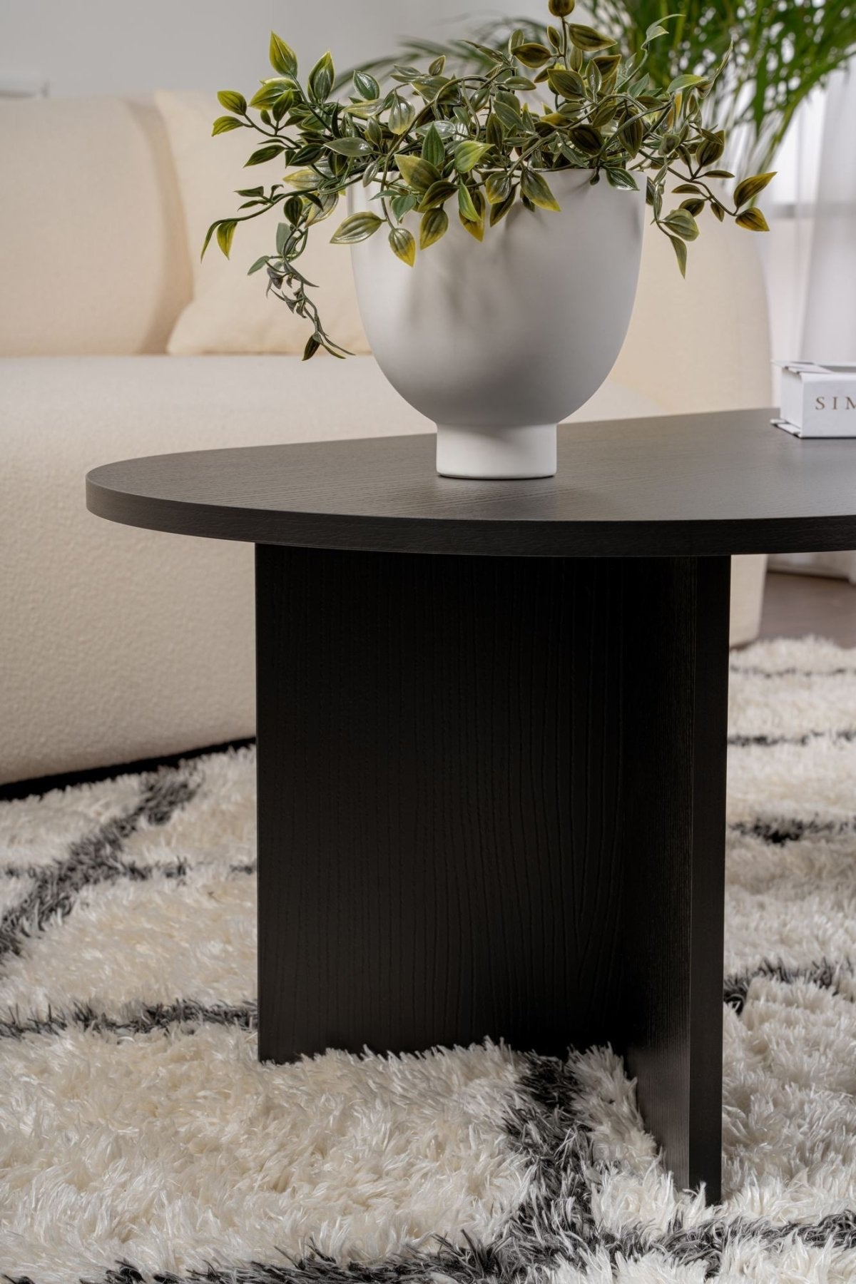 Ovale salontafel Zwart melamine - Japandi - 119x60 cm - Sota