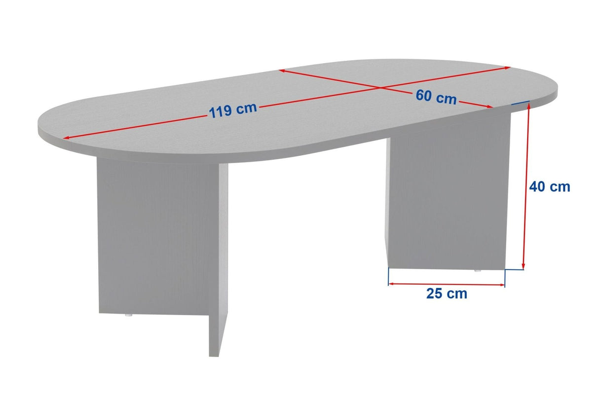 Salontafel wit melamine boogvorm Koda 119x60 cm