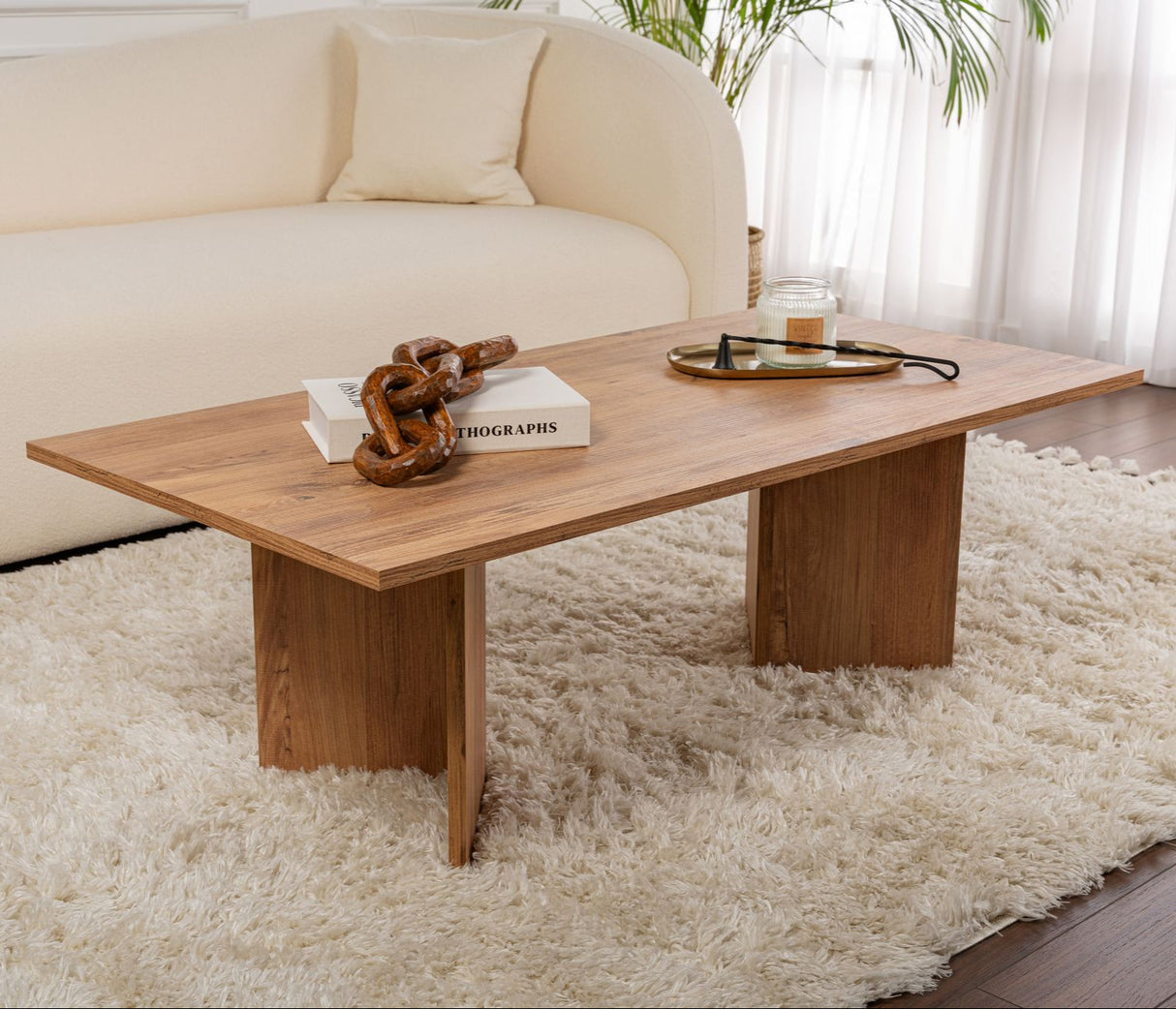 Salontafels - Rechthoekige Salontafel Siban Atlantisch Dennenhout look - 119x60 cm - Dimehouse