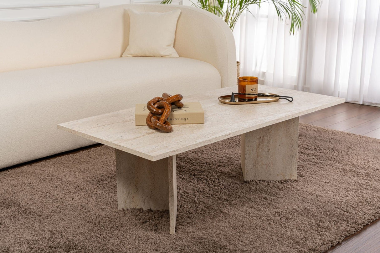Tavolino rettangolare melaminico travertino Sabin 119x60 cm