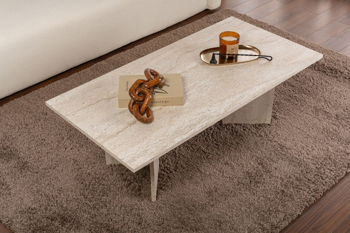 Tavolino rettangolare melaminico travertino Sabin 119x60 cm