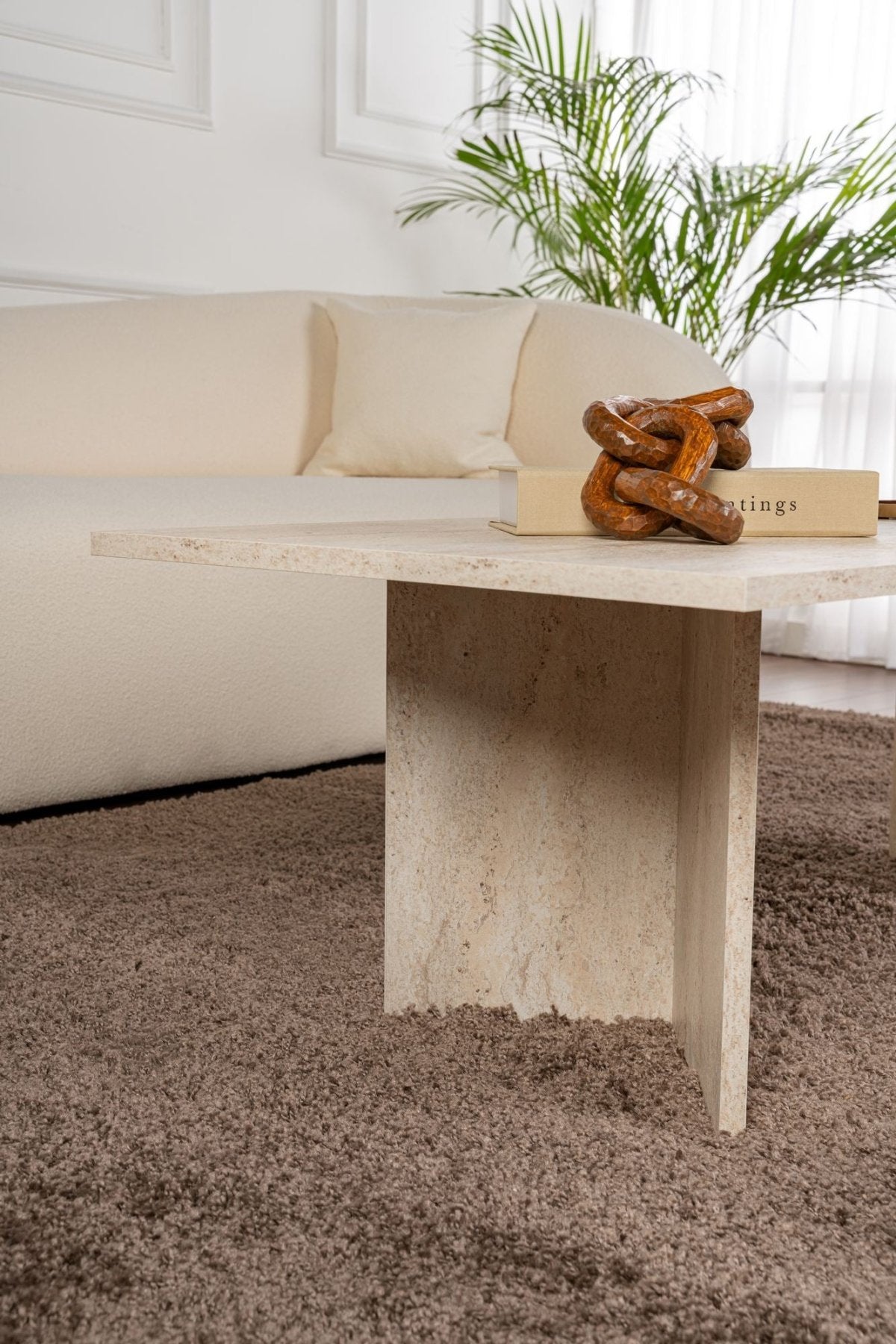 Tavolino rettangolare melaminico travertino Sabin 119x60 cm