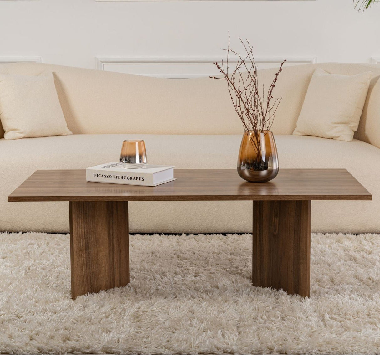 Salontafels - Rechthoekige Salontafel Siban Walnoothout look - 119x60 cm - Dimehouse