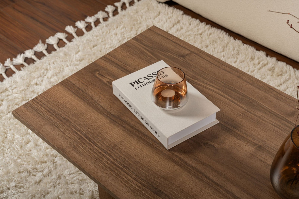 Salontafels - Rechthoekige Salontafel Siban Walnoothout look - 119x60 cm - Dimehouse