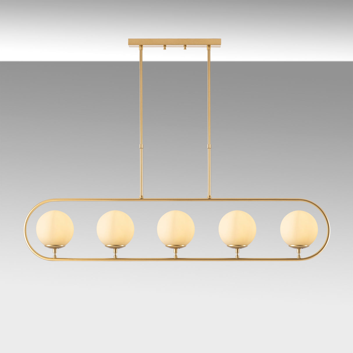 Lampada a sospensione 5 luci Oro Beige Vetro Lucent