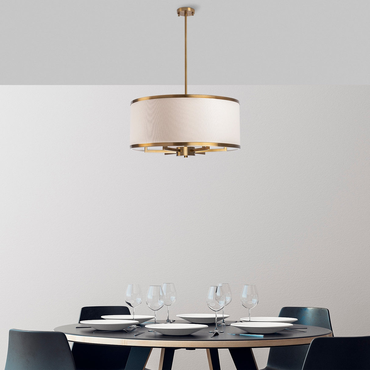 Hanglampen - Hanglamp 1 - lichts Bronskleurig Stof Frost - Dimehouse