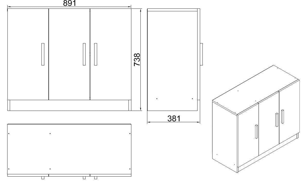 Wandkasten - Wandkast Delta Wit Melamine 89,9x73,8x38,1 cm - Dimehouse