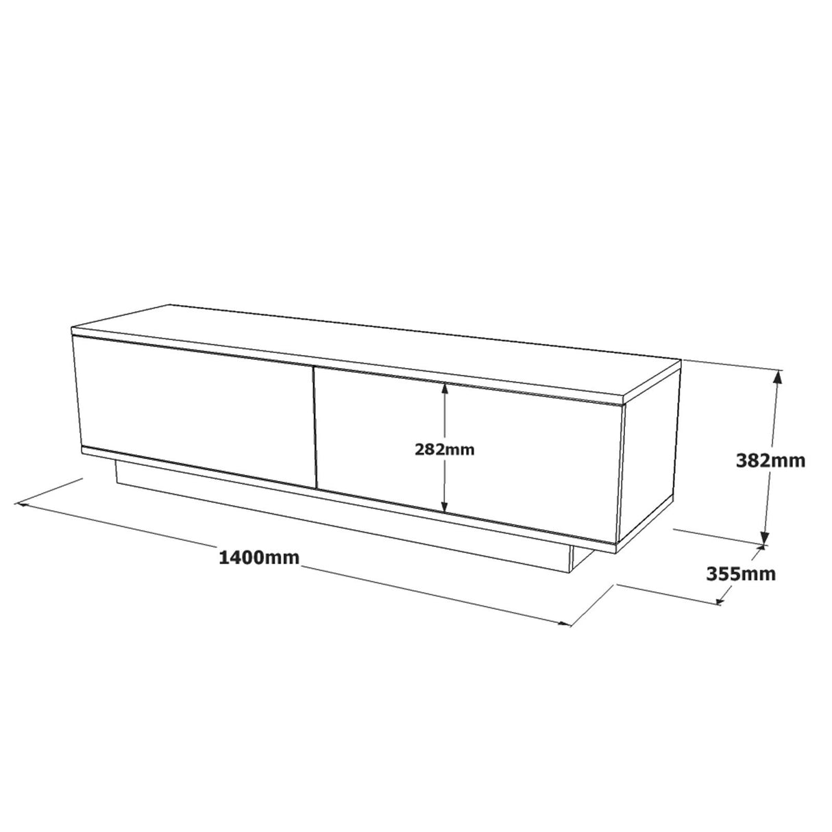 TV Meubels - TV Meubel Merida Wit Melamine 140x38,2x35,5 cm - Dimehouse