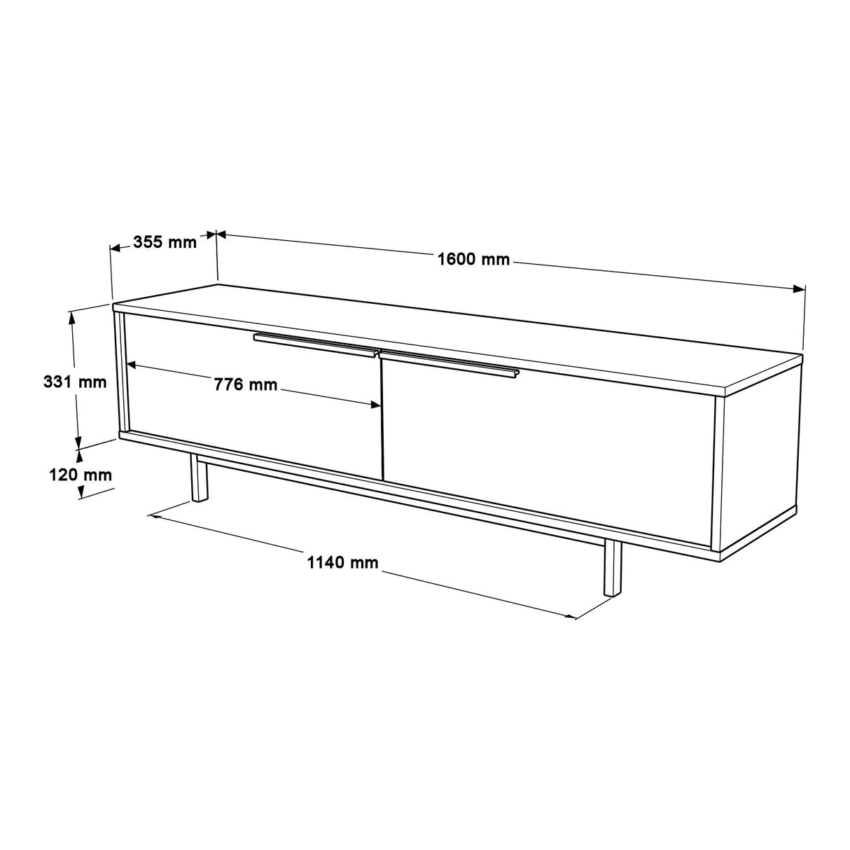 Mobile TV Kosmos Noce Rovere Melaminico 160x45,1x35,5 cm