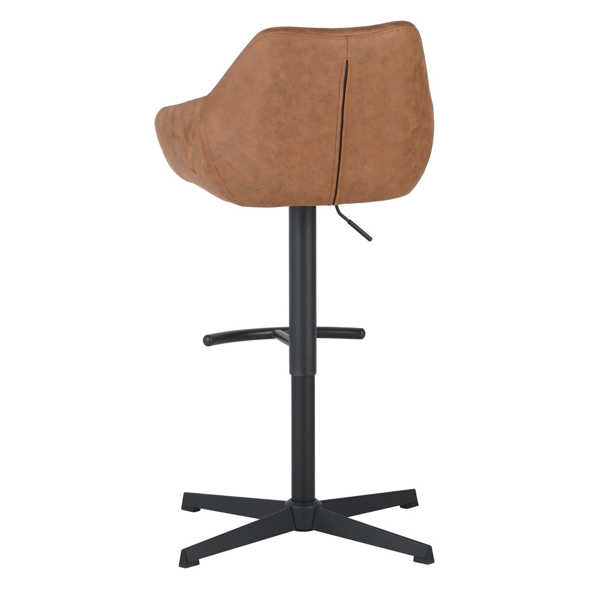 Sgabello da bar Venom in ecopelle color cognac - Sedia da bar girevole regolabile con braccioli