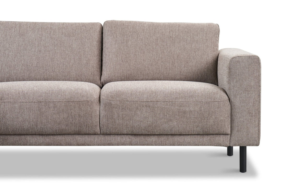 Divano angolare moderno a 3 posti sinistro tessuto Aniko tortora con lettino 240x197x78 cm