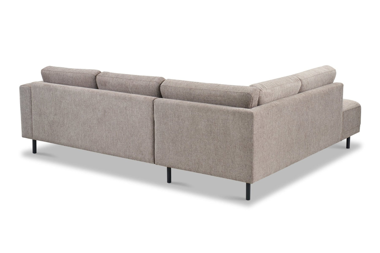 Divano angolare moderno a 3 posti sinistro tessuto Aniko tortora con lettino 240x197x78 cm