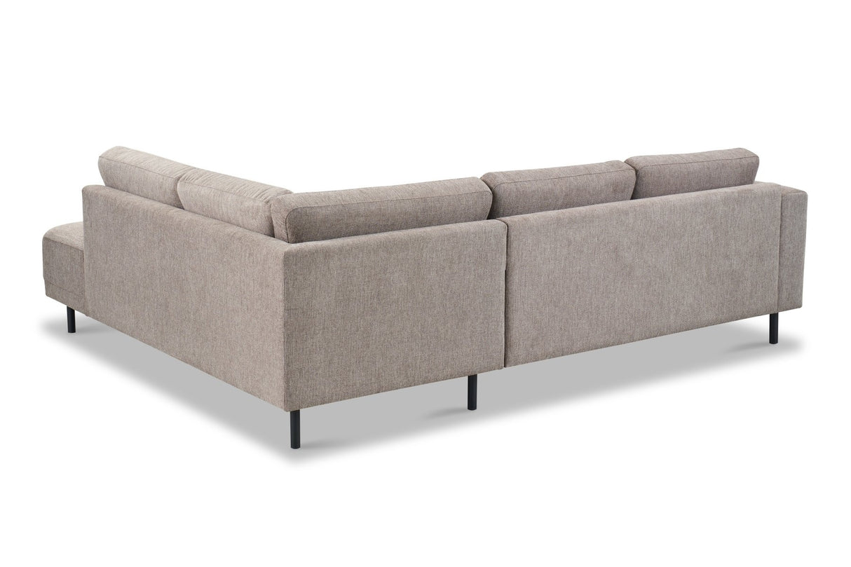 Divano angolare moderno a 3 posti sinistro tessuto Aniko tortora con lettino 240x197x78 cm