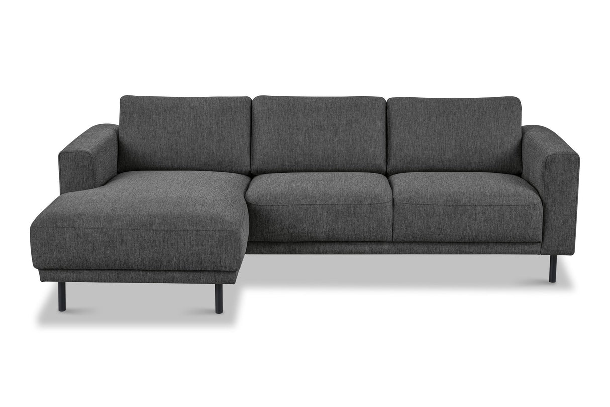 Divano angolare moderno con Chaise Longue Tessuto Antracite Aniko sinistra 238x142x78 cm
